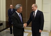 Беседа президента РФ В. Путина с президентом Азиатского банка инфраструктурных инвестиций Цзинь Лицюнем