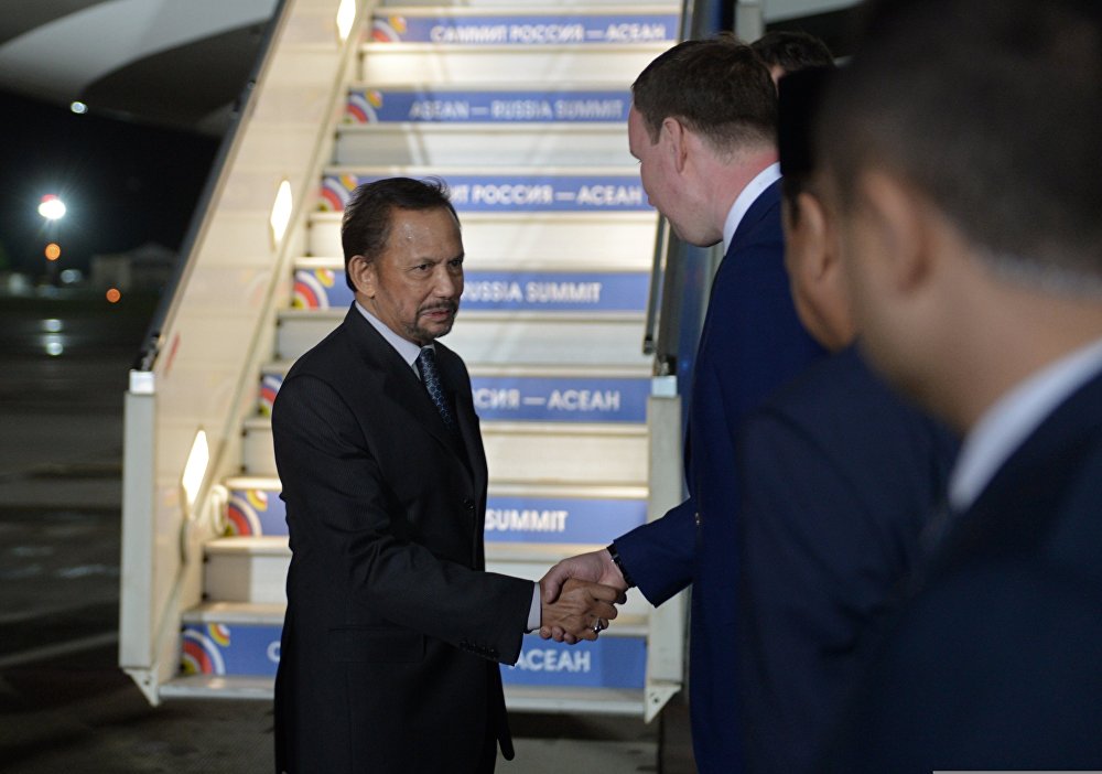 Sultan Hassanal Bolkiah of Brunei Darussalam arrives in Sochi for ASEAN-Russia Summit